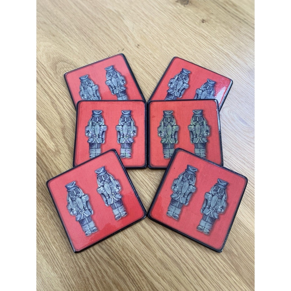 Set of 6 Christmas Holiday NUTCRACKER 4x4 Coasters: Felt Back